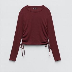 Zara ribbed adjustable long sleeve crop top